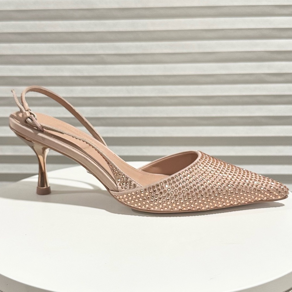 🌹JONATHAN SIMKHAI🌹 Dylan Embellished Slingback Blush Pumps Size: 36 - Picture 4 of 11